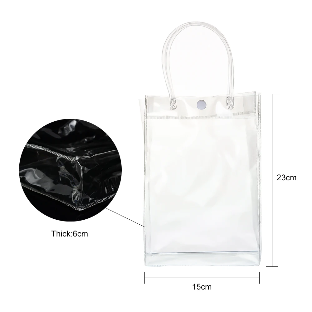 Прозрачная Сумка-подставка с кнопками прозрачный ПВХ Подарочный пакет ручками 1