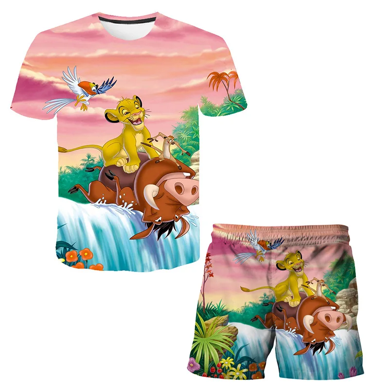 

Children Clothing 3D Anime Animal Lion T-Shirt Suit Breathable Boy And Girl Baby Kid Clothes Short Sleeved Shorts Cool Cartoon