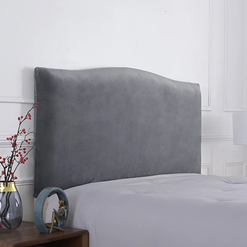 

Plush Thick Bed Headboard Cover Elastic Gray Blue Dust Covers Home All-inclusive Headboard Covers Velvet Bed Head Back Protector