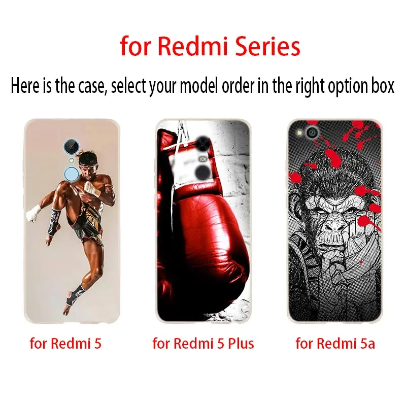 Грант Муай Тай бой Бокс мягкий чехол для Xiaomi Redmi Note 8 7 6 5 Pro 8a 6pro 6a s2 5a 4a 5plus y3 Coque Etui