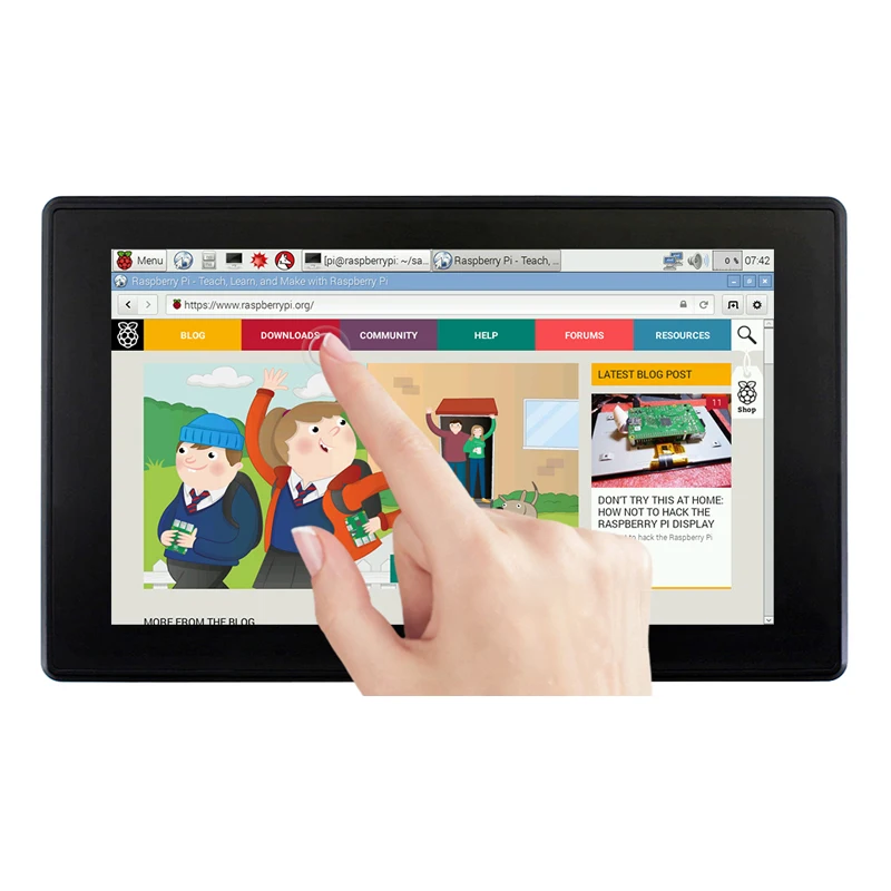 Raspberry Pi сенсорный экран 7 дюймов IPS емкостный дисплей 1024*600 ЖК-дисплей + чехол для 4B