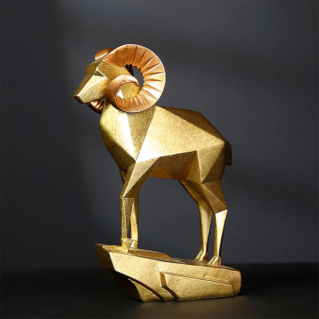 Lamb Antelope Decor Statue for Home Office Bookshelf TV Stand Decoration Resin Geometry Animal Sculpture Tabletop Crafts | Дом и сад