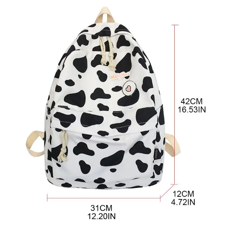 

Cow Pattern Backpack Canvas School Bookbag Travel Bag Casual Daypack for Teenage