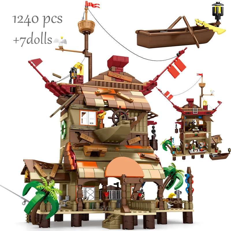 

Disney Pirates of the Caribbean Ship Wharf Island Treasure Model Building Blocks Bricks Toys For Children Gifts
