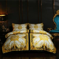 2020 glossy satin cotton classic palace bedding set smooth lustrous duvet cover set bed sheet pillowcases queen king size 4pcs