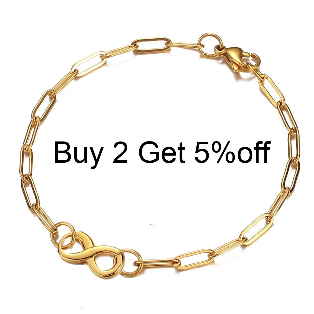 

Stainless Steel Square Chain Number 8 Charms Bracelet For Woman Gold/Silver Color Metal Number 8 Bracelet