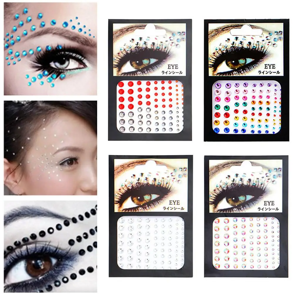 Лицо драгоценные камни кристалл стикер глаз ручной работы тела Временные