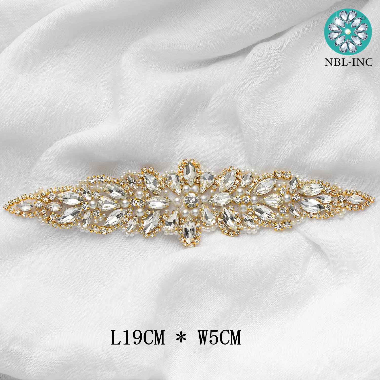 (1 шт.) Свадебная Серебряная жемчужная стразы аппликация Золотая свадебная