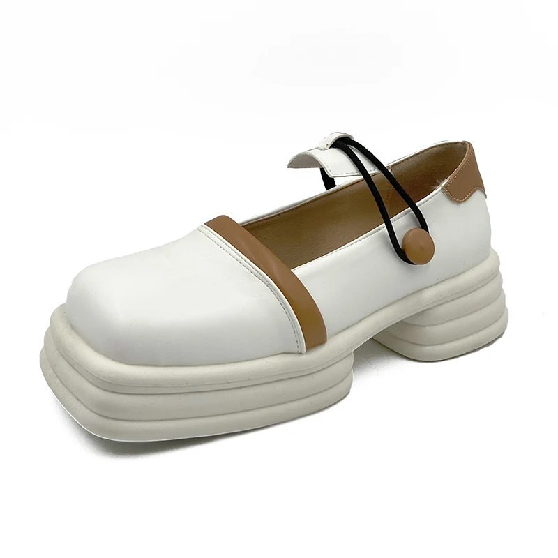 

New Women Pumps Shoes Japanese-style Black Student Fashion Leather Shoes Cute Square Head Buckle Design Thick Bottom Ladies