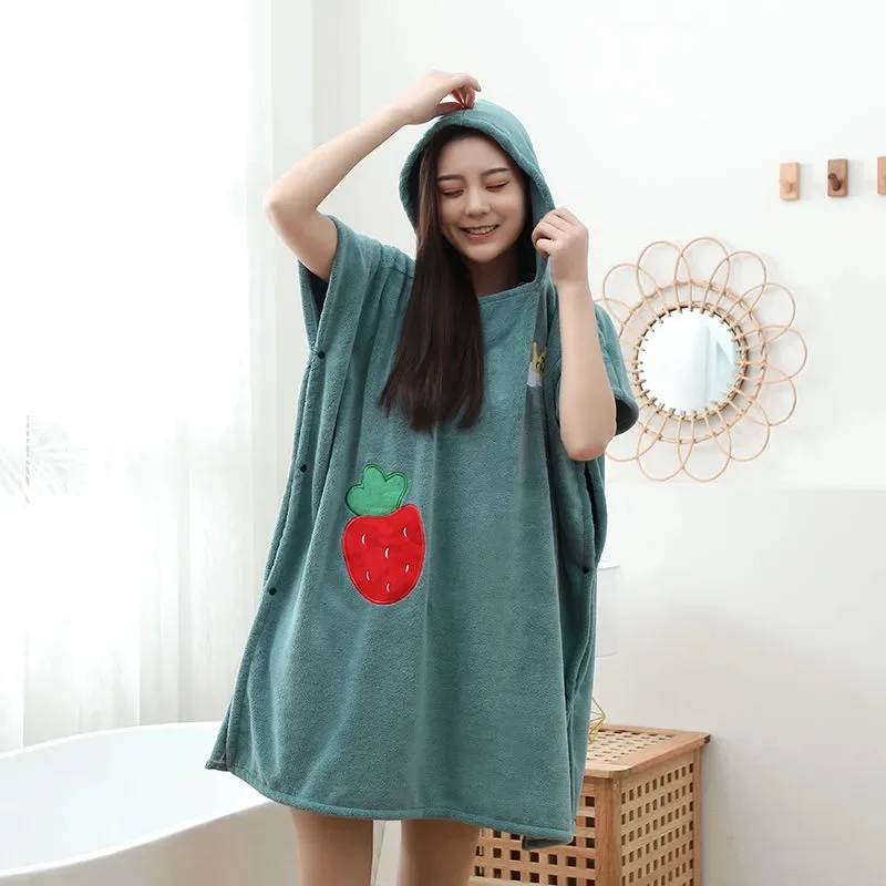 

Fast Absorbing Water Wearable Bathrobe Beach Towel Outdoor Sports Soft Tactility Hooded Bath Towels Dress Poncho Swimming Cloak