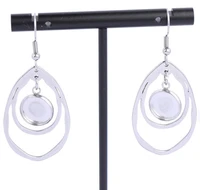 onwear 10pcs stainless steel teardrop frame earring base setting blanks fit 10mm round cabochon earrings bezels diy accessories