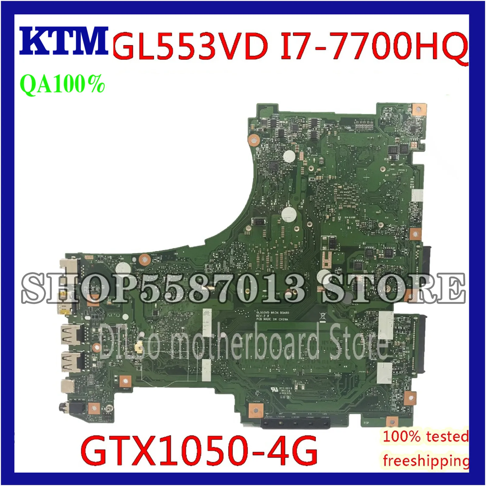 

KEFU GL553VD For ASUS GL553V GL553E GL553VW Laptop Motherboard GL553VD Mainboard I7-7700HQ GTX1050 Test original Motherboard