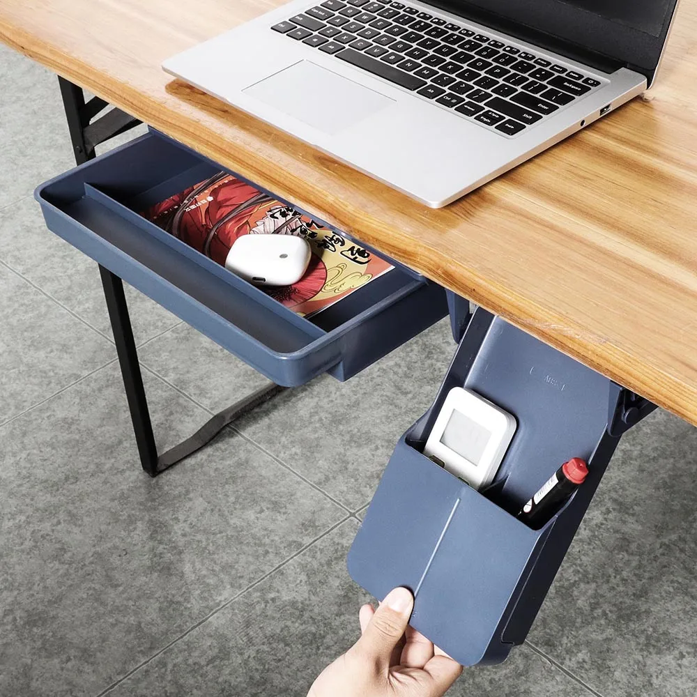 

Under Desk Drawer Adhesive Storage Box Desktop Organizer Office Student Stationery Box Pen Holder Hidden Sorting Tray Organizer