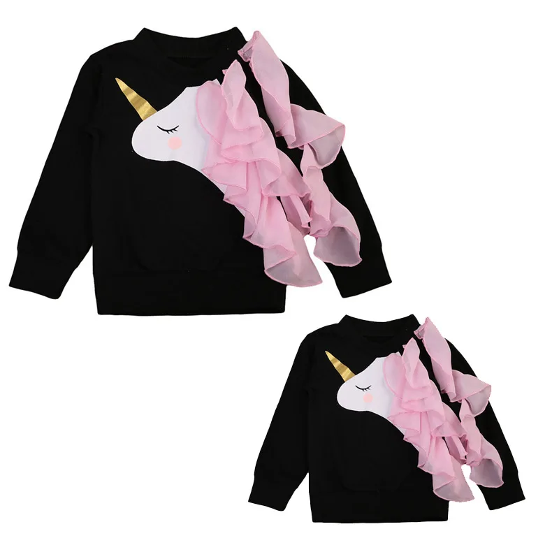 Одинаковые комплекты для семьи футболка с единорогом мамы и дочки женская блузка