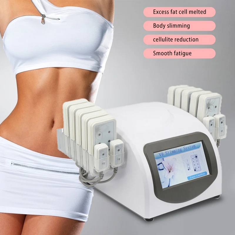 

New Professional Body Slimming Machine Weight Loss Liposuction 650nm Diode Laser 14 Probe Lipo Pads Machines Massager Home Use