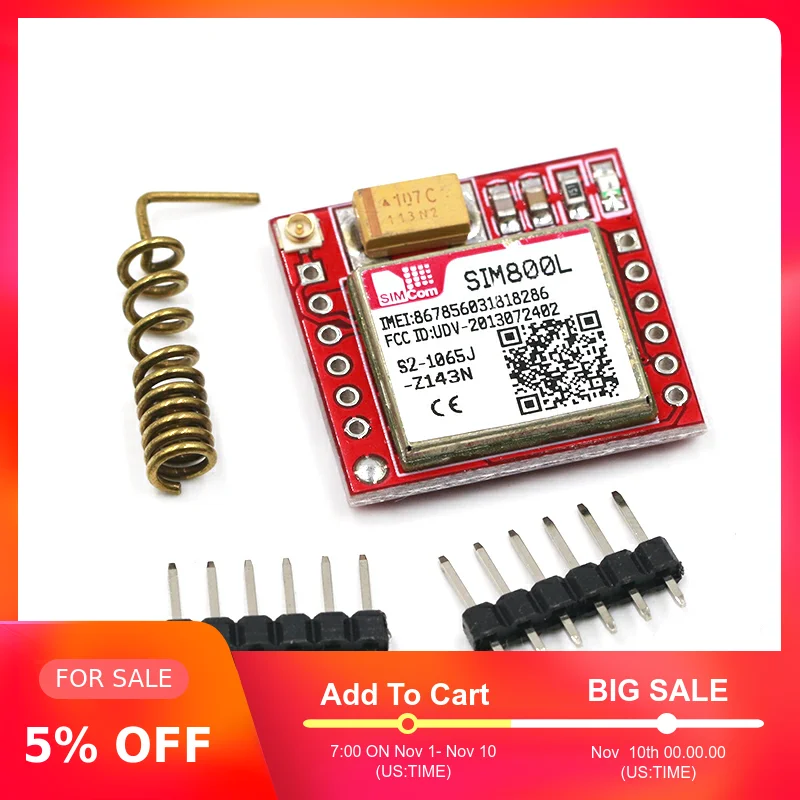 Мини маленький модуль SIM800L GPRS GSM карта MicroSIM Core Беспроводная плата Quad-band ttl последовательный порт с антенной для Arduino