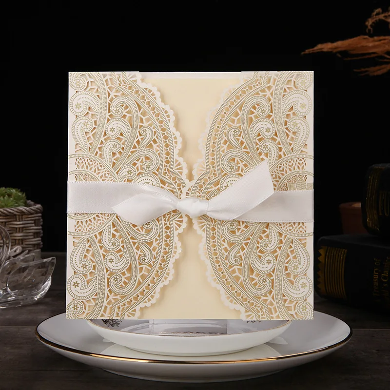 10 шт образец 4 цвета лазерная резка свадебные приглашения открытка кружева