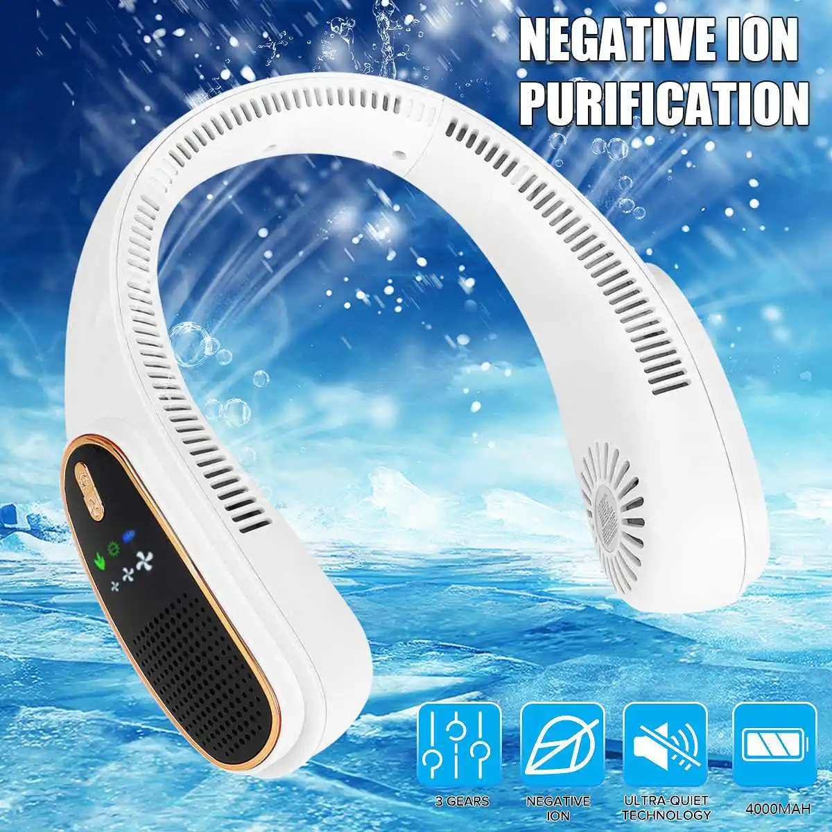 

Шейный вентилятор с воздушным охлаждением, портативный безлопастный мини-кондиционер, вентилятор со светодиодным дисплеем, USB-зарядка