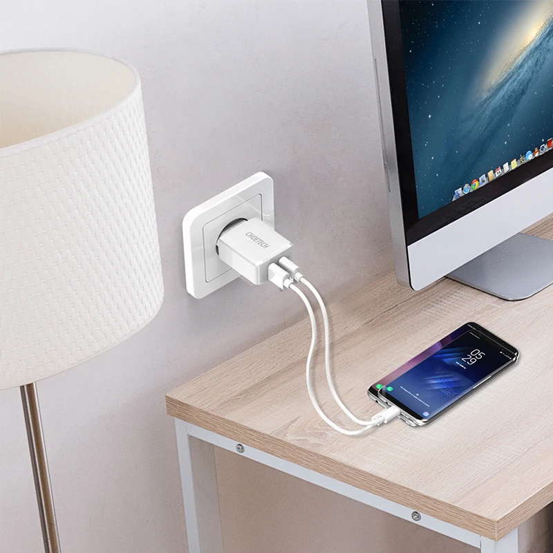 CHOETECH, 5 В, 2 А, два порта, USB, настенное зарядное устройство для iPhone 11 X XS 8 7, быстрое зарядное устройство для путешествий, адаптер для samsung S10 S9 S8, зарядное устройство для телефона