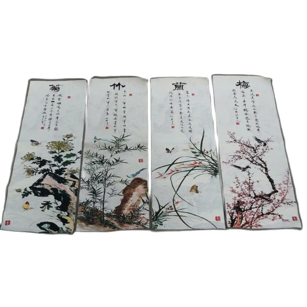 

China Four Screen Painting Thangka Embroidery Embroidered Silk Tapestry Embroidery Mei Lan Zhu Ju