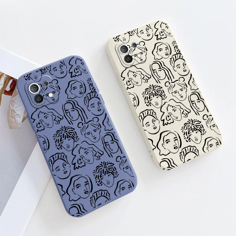 

Line Avatar Silicone Case For Xiaomi Mi11 lite Ultra 11i 10T 9T 10 10S 9 8 lite Pro Poco F2 X2 F3 Shockproof Soft Phone Cover