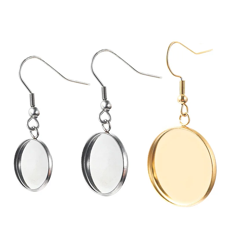 Круглые Пустые сережки сделай сам из нержавеющей стали стеклянные кабошоны для