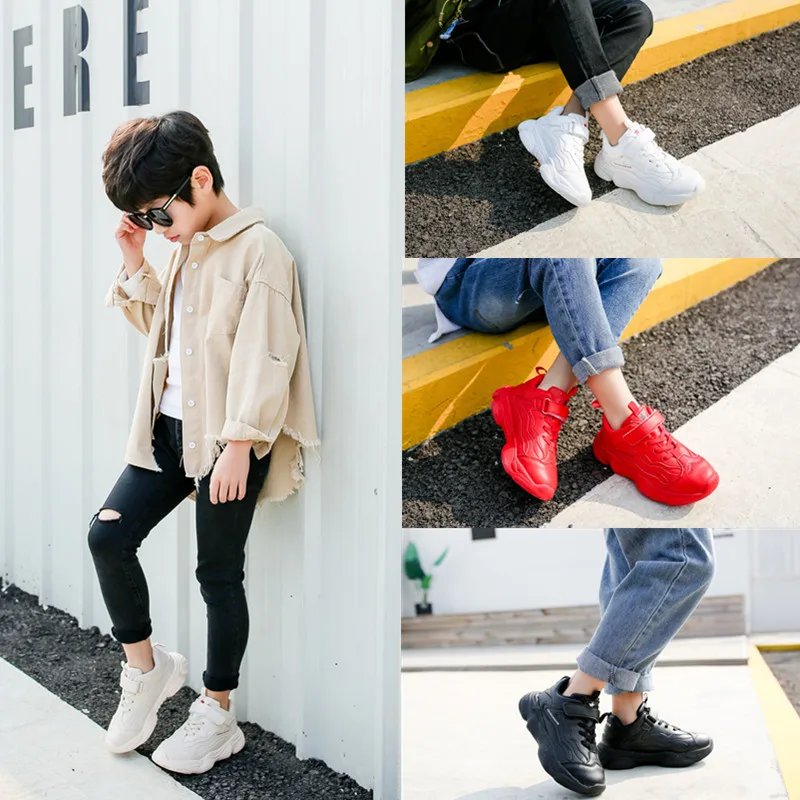 Осенне-зимние модные кроссовки VOSONCA для мальчиков и девочек детские кожаные