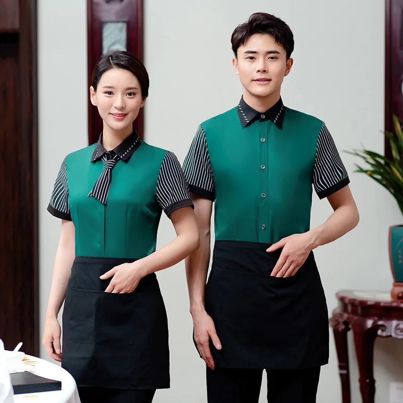 

Attendant Work Short Sleeve Wear Fashion Pizza Hot Pot Workwear Uniform Custom Logo