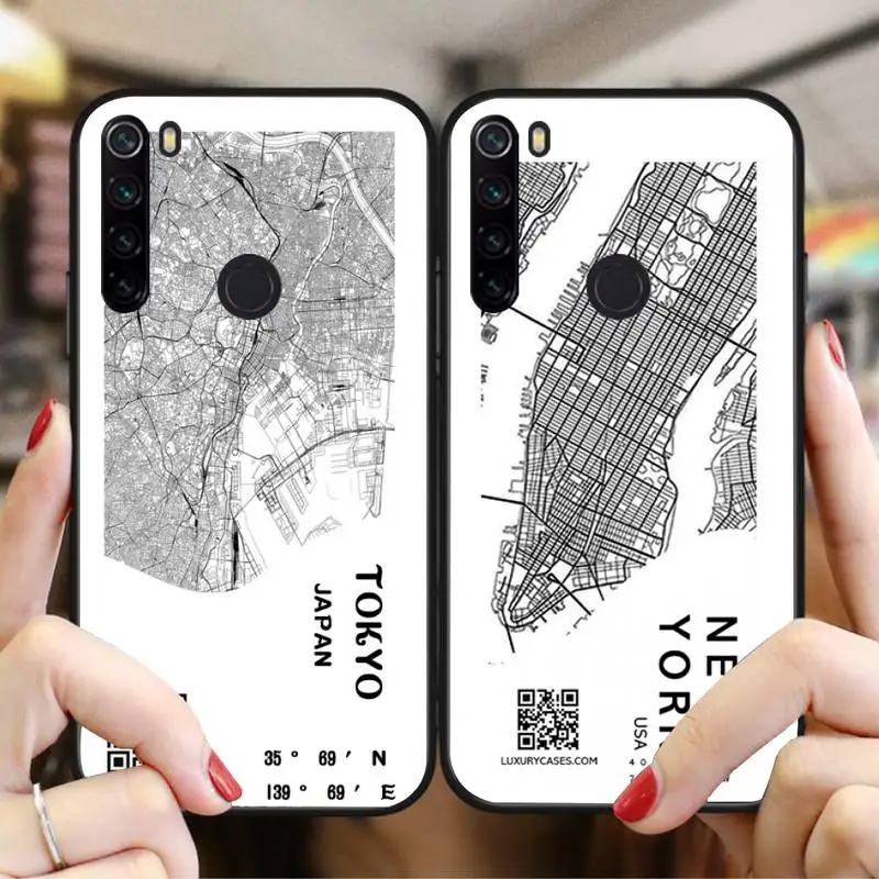 

Ins Exclusive City Map Phone Case For Xiaomi Redmi Note8T 10 9 Pro K30 Redmi8 9 9A 6 7 8 5Plus