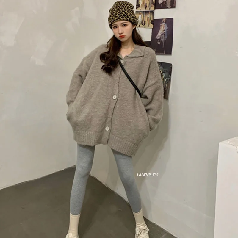 

Korean V Neck Lantern Long Sleeve Knitted Cardigans Female Spring Solid Single Breast Short Sweater Coat Autumn New