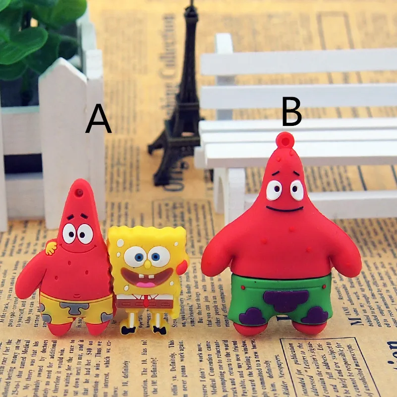 2017 New arrival cute SpongeBob USB Flash drive 128mb/4gb/8gb/16gb/32gb/64gb pen real capacity usb2.0 cartoon memory stick | Компьютеры и