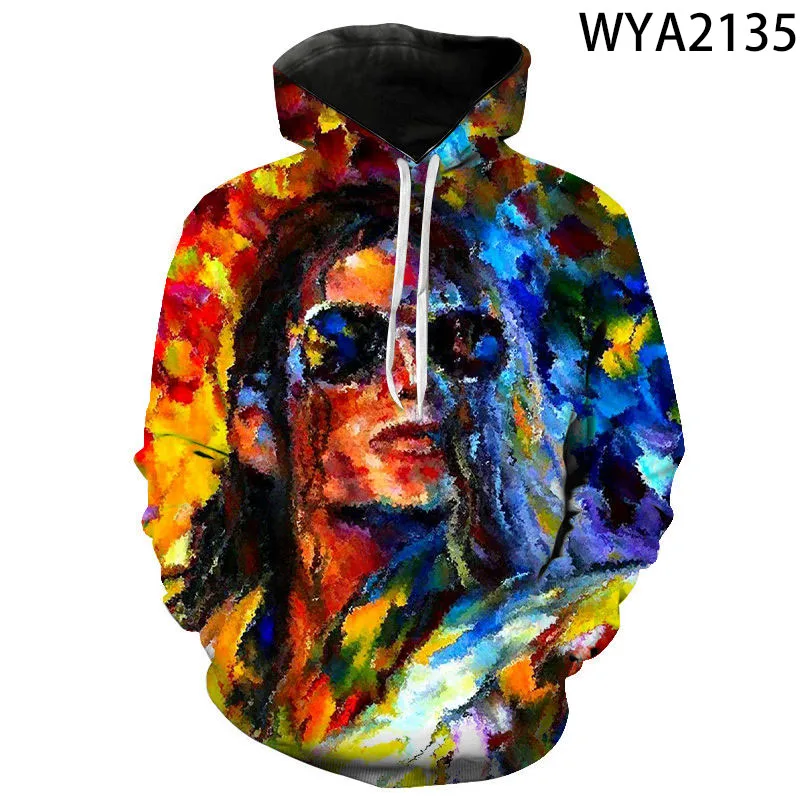 2021 Autumn Michael Jackson 3D Men's Hoodie Coat, Cool Boy Teen Oversized Men Streetwear Pullover Long Sleeve Sweatshirt Jacket