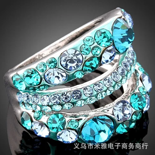 Новинка, Кристальное из Swarovskis, изысканное серебряное кружево, указательный палец, широкое кольцо для женщин, модное ювелирное изделие, кольца