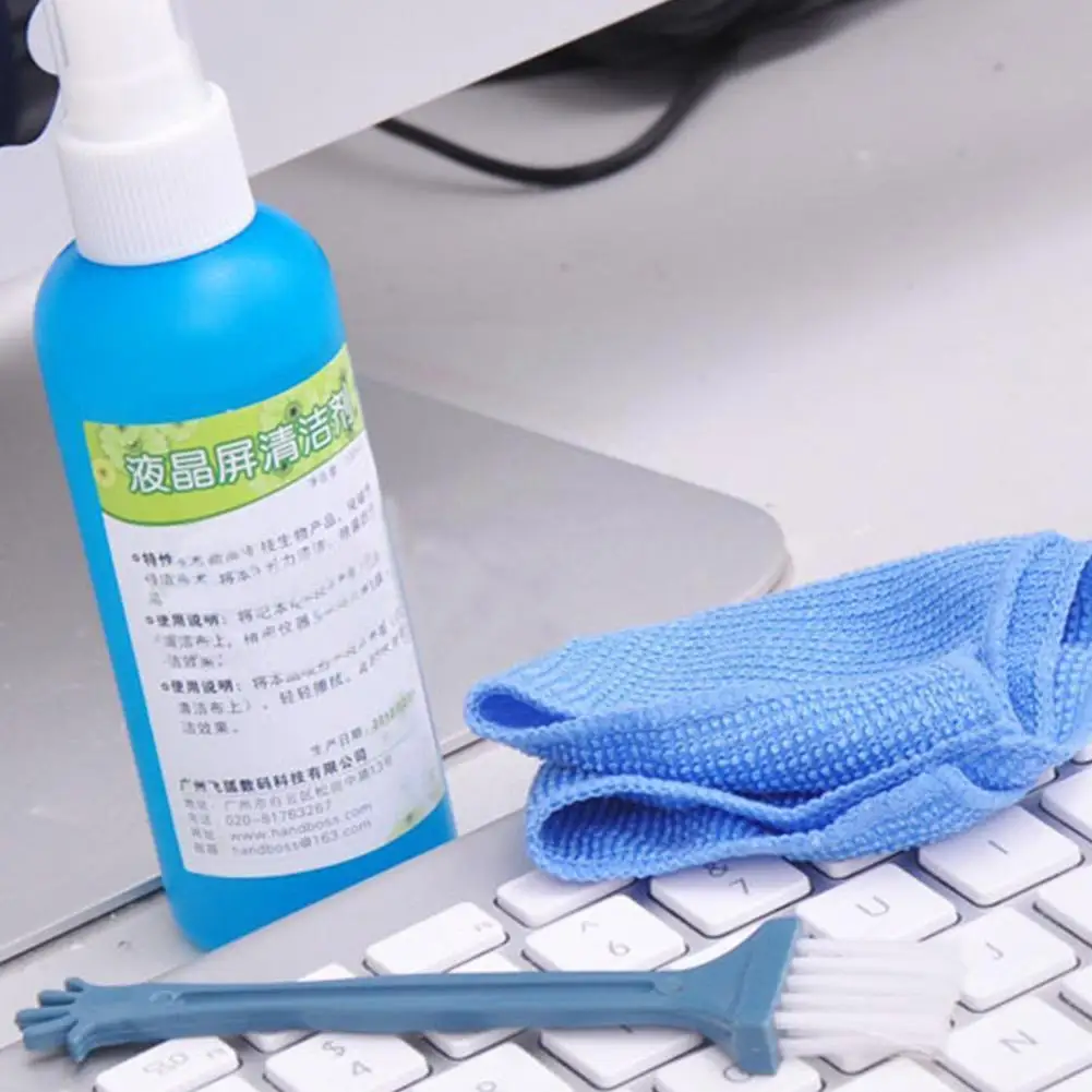 Laptop Monitor Cleaning Kit Lcd Mobile Phone Screen Cleaning Brush Set Cloth Liquid Keyboard Cleaning Three-piece Cleaner B9M1