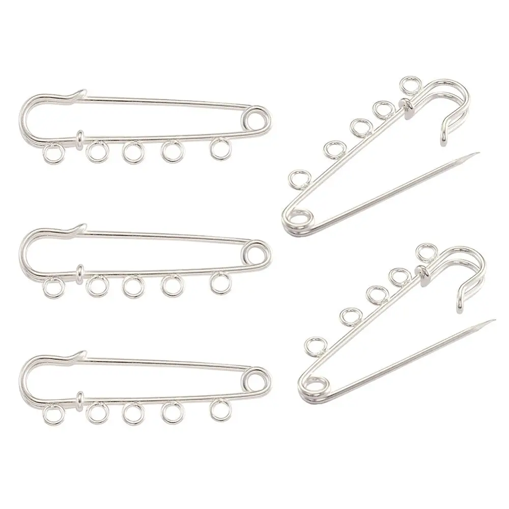 Брошь металлическая серебряная 16 х50 мм 5 шт.|brooch findings|iron kilt pinspins silver |