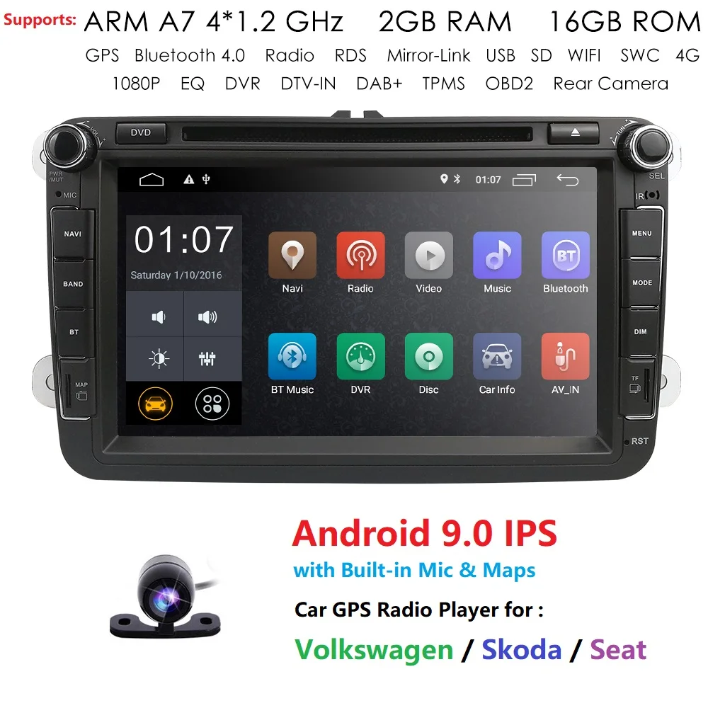 Android 9 0 8 &quot2din автомобильный DVD для VW POLO GOLF 5 6 PASSAT B6 CC JETTA TIGUAN TOURAN EOS SHARAN SCIROCCO CADDY 4G gps Nav