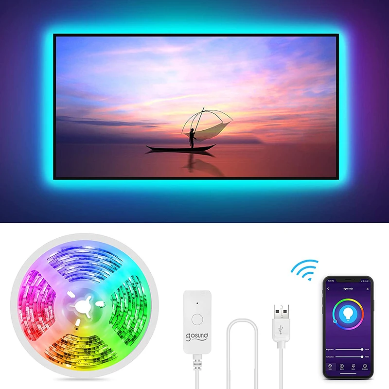 

Умный дом 2,8 м Светодиодная лента USB LED-телевизор Подсветка приложение Smart Life управляемый 5050RGB WiFi умная Светодиодная лента с Alexa Google Home