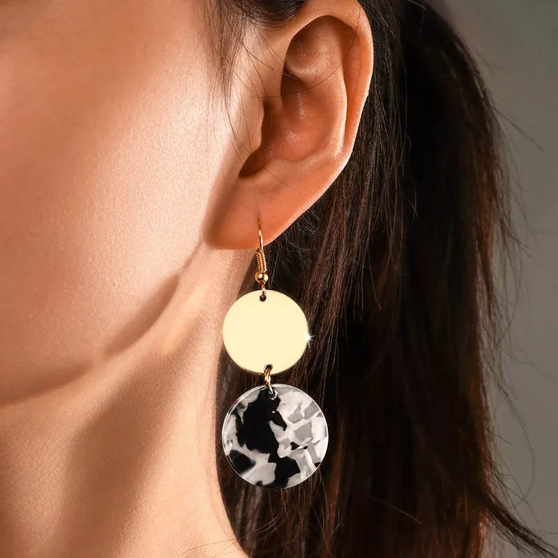 Женские акриловые геометрические круглые серьги POXAM винтажные элегантные