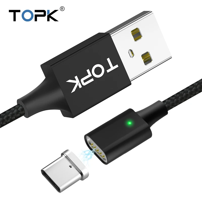 Магнитный кабель type C Usb нейлон передачи данных и 2.4A быстрое зарядное устройство