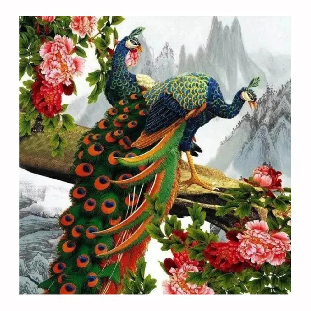 

5D DIY Full Square/Round Diamond embroidery"Peacock"Cross Stitch Rhinestone Diamond Painting Mosaic Wall Sticker Gift DU306