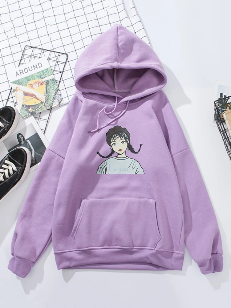 Purple 6 Теплая Женская толстовка с капюшоном, зимняя Толстовка свободного кроя, Женская Толстовка Harajuku с буквенным принтом, пуловер с длинным рукавом, более размера d, пальто с капюшоном - Цвет: Purple 6