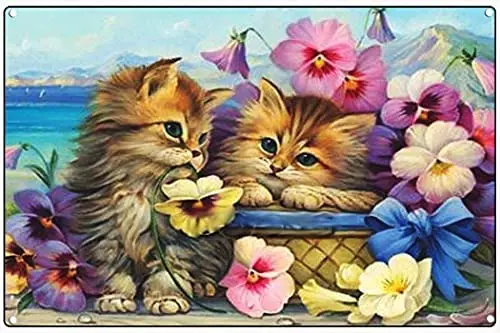 

Граманский металлический жестяной Фотофон с животными, кошкой, цветком, винтажный жестяной знак, деревенский домашний Декор для дома, гости...