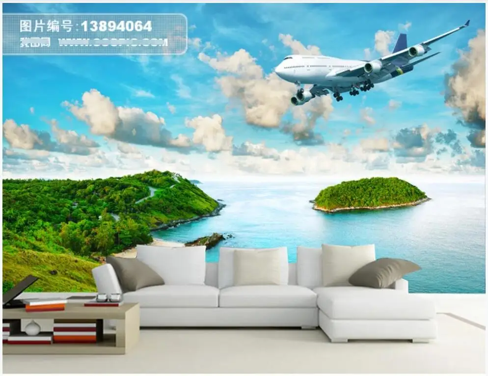 

Custom wallpaper 3d wall mural on the wall Tropical rainforest airplane living room home decor photo wallpaper for walls 3 d