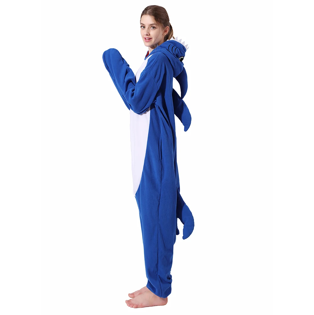 2019 комбинезон унисекс для взрослых женщин и мужчин с изображением акулы флисовая