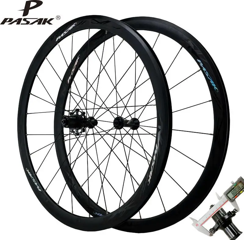 Kaufen PASAK Straße Fahrrad 700C Laufradsatz 40MM V Bremse Aluminium Legierung Räder Vorne 20H Hinteres 24H 12 Geschwindigkeit Gerade Pull Felge 6 Klaue 100 135
