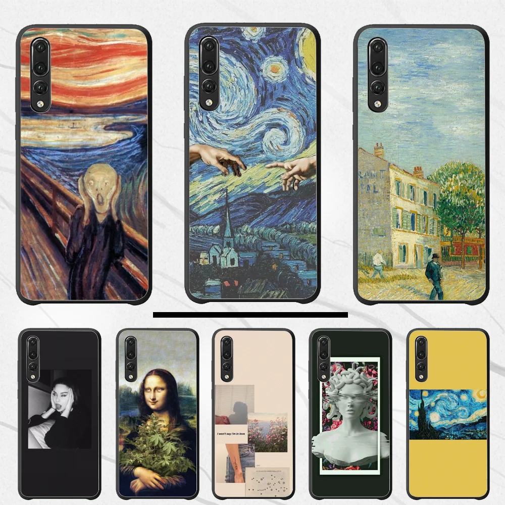 3D рельефный Блестящий милый чехол Ван Гога для телефона baseus Huawei P30 pro lite P9 P8 2017 2016 P7