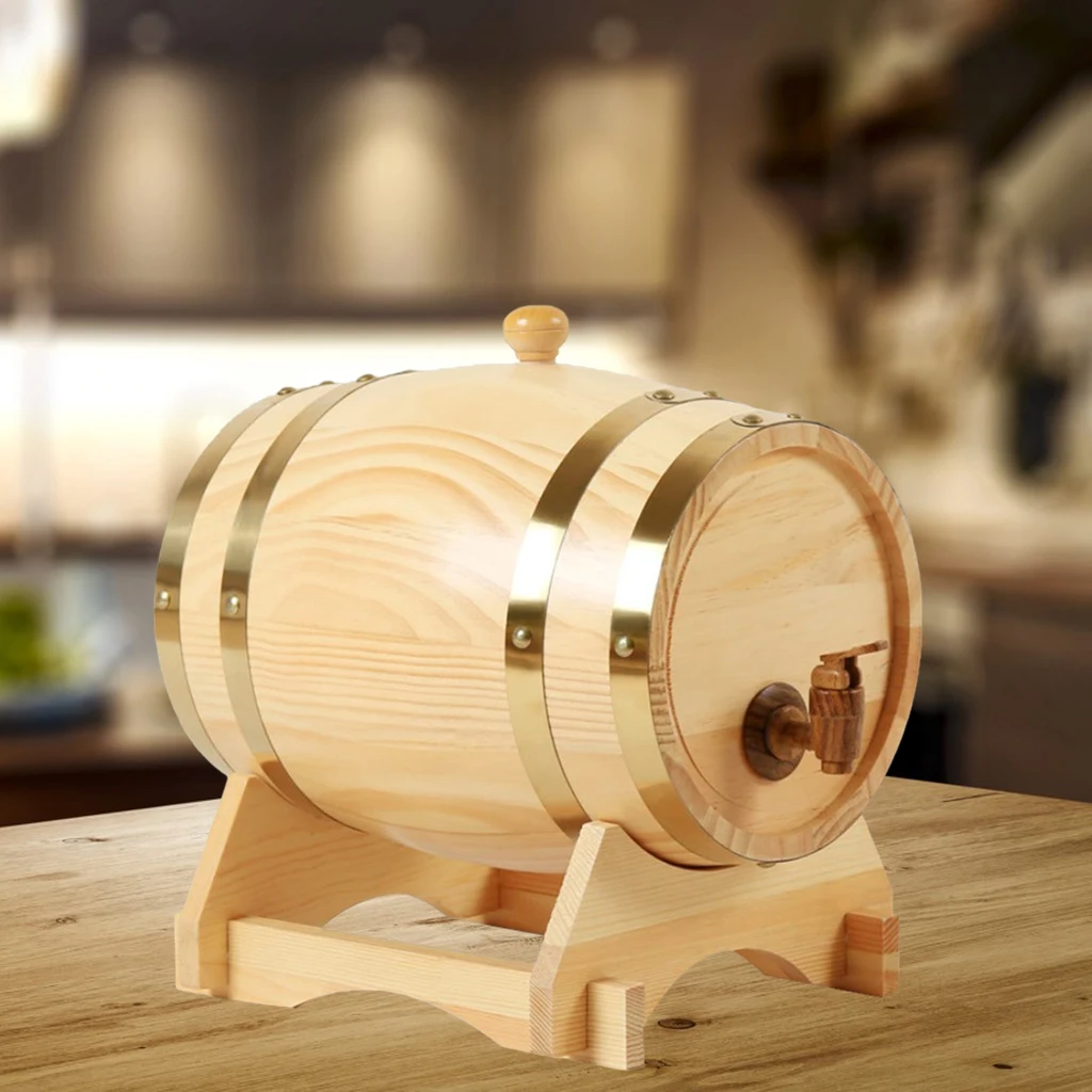 Premium Vintage Pine Wine Barrel Storage w/ Stand for Whisky Spirits Home | Making