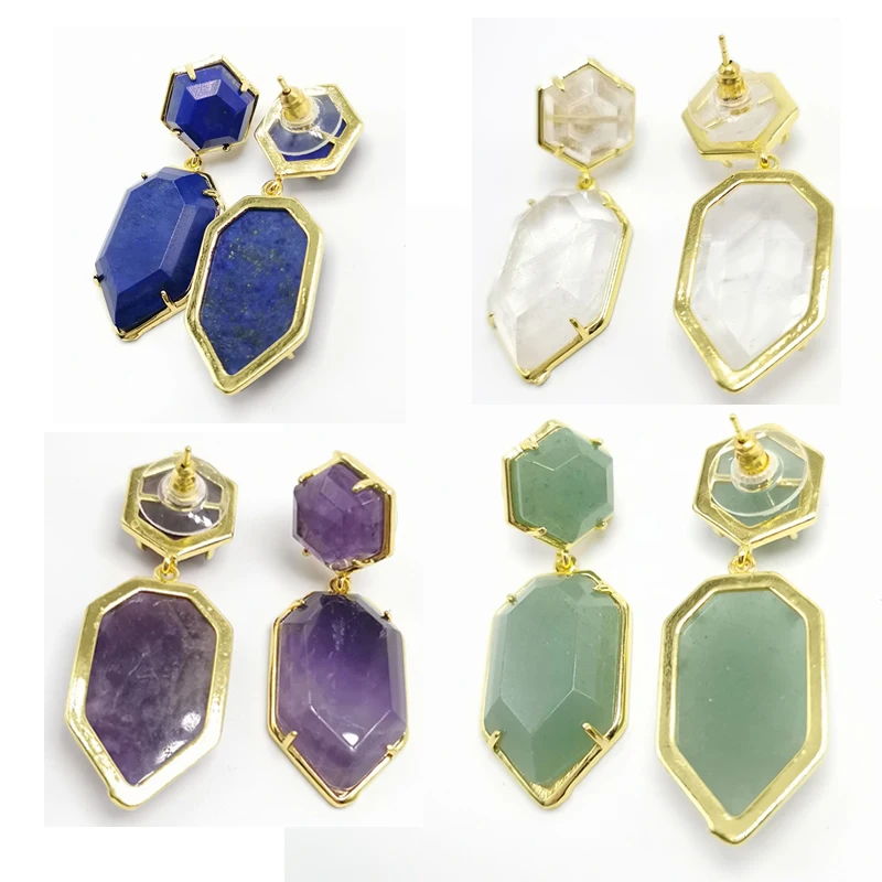 Женские Сережка гвоздик с геометрическим драгоценным камнем ювелирные изделия