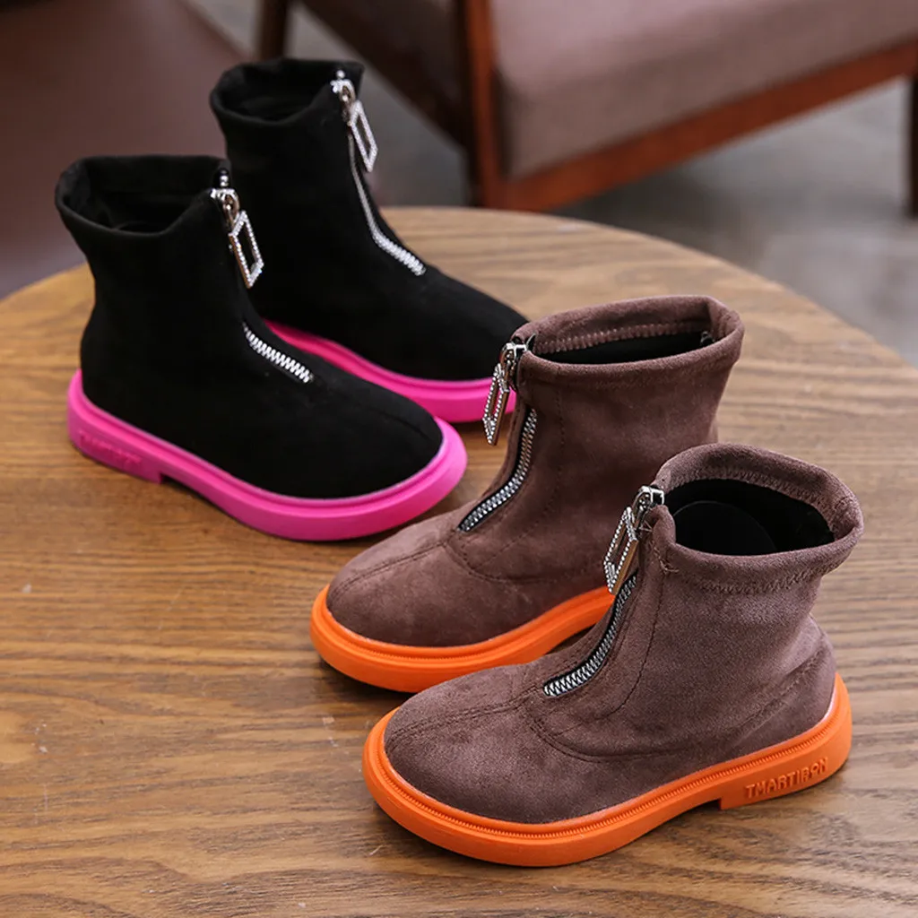 

Spring Autumn Fashion Kids Boots For Girls PU Leather Children Zipper Martin Boots Winter Casual Teenager Shoes 26-36