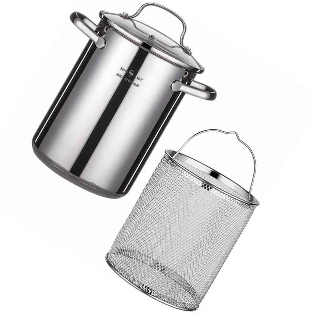 

1 set of Deep Frying Pan Kitchen Tempura Frying Pot with Drainer Basket